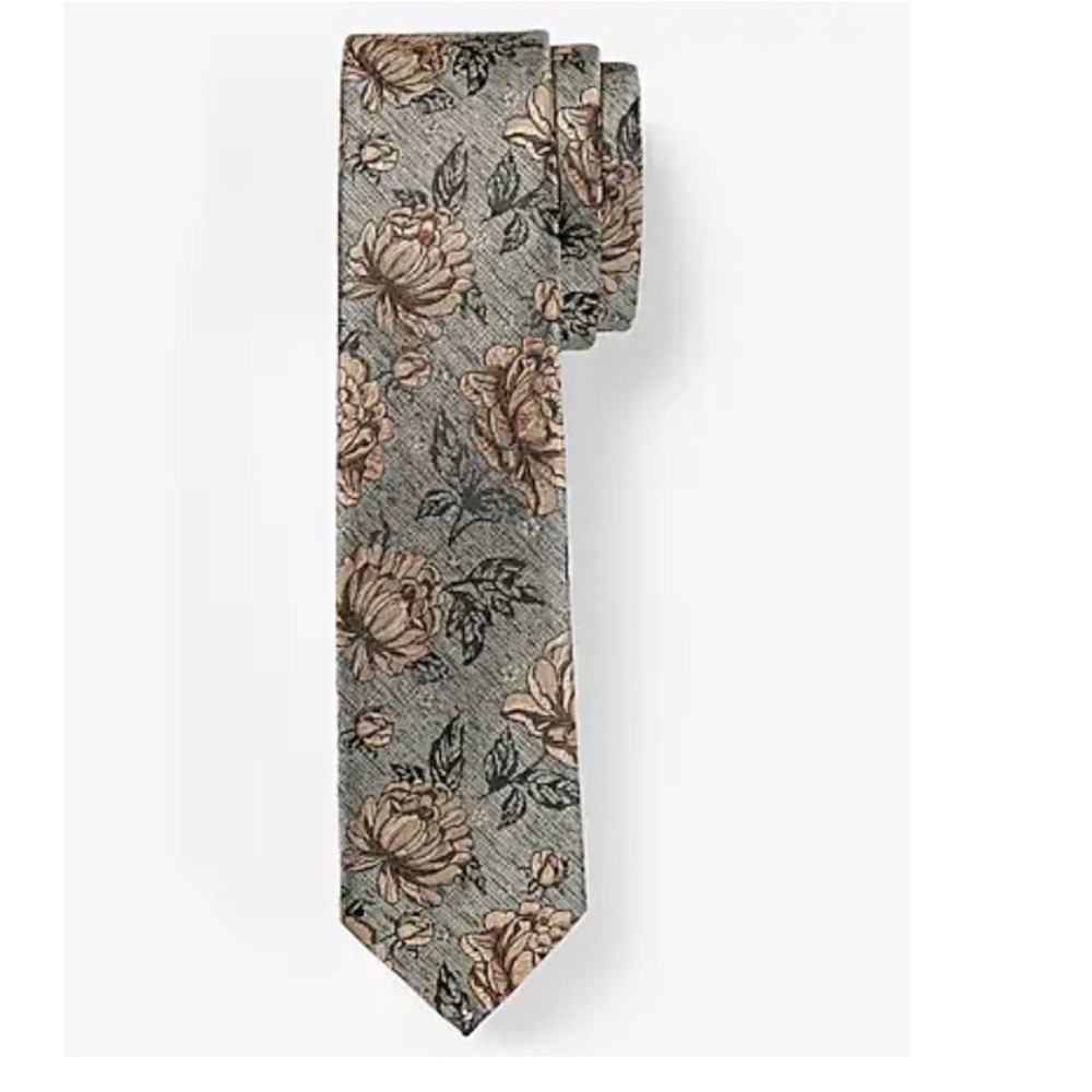 Express charcoal textured floral tie